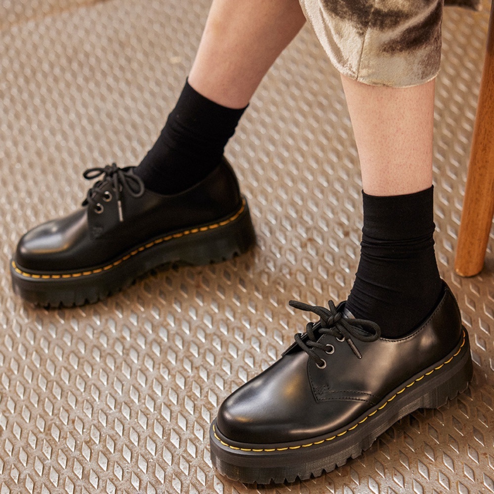 NWOT Dr. Martens Holly Platform Oxford Black Buttero Leather Quad Sole Size 5 - Picture 5 of 11